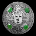 McCausland Irish Coat Of Arms Celtic Round Green Stones Silver Plaid Brooch