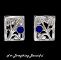 Glasgow Girls Art Nouveau Square Motif Lapis Lazuli Sterling Silver Stud Earrings