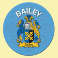 Bailey Coat of Arms Cork Round English Family Name Coasters Set of 10