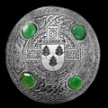 Clarke Irish Coat Of Arms Celtic Round Green Stones Silver Plaid Brooch