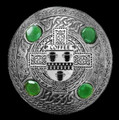 Coffee Irish Coat Of Arms Celtic Round Green Stones Silver Plaid Brooch
