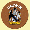 Brown Coat of Arms Cork Round English Family Name Coasters Set of 10