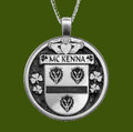 McKenna Irish Coat Of Arms Claddagh Round Pewter Family Crest Pendant