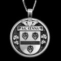 McKenna Irish Coat Of Arms Claddagh Round Silver Family Crest Pendant