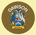 Dawson Coat of Arms Cork Round English Family Name Coasters Set of 10