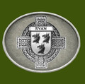 Ryan Irish Coat of Arms Oval Antiqued Mens Stylish Pewter Belt Buckle