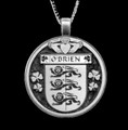 OBrien Irish Coat Of Arms Claddagh Round Silver Family Crest Pendant