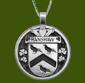Hanshaw Irish Coat Of Arms Claddagh Round Pewter Family Crest Pendant