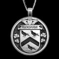 Hanshaw Irish Coat Of Arms Claddagh Round Silver Family Crest Pendant