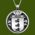 Healy Irish Coat Of Arms Claddagh Round Pewter Family Crest Pendant