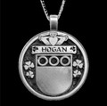 Hogan Irish Coat Of Arms Claddagh Round Silver Family Crest Pendant
