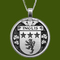 Inglis Irish Coat Of Arms Claddagh Round Pewter Family Crest Pendant