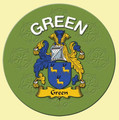 Green Coat of Arms Cork Round English Family Name Coasters Set of 10