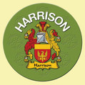 Harrison Coat of Arms Cork Round English Family Name Coasters Set of 10