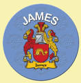 James Coat of Arms Cork Round English Family Name Coasters Set of 10