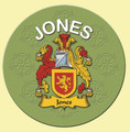 Jones Coat of Arms Cork Round English Family Name Coasters Set of 10