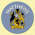 Matthews Coat of Arms Cork Round English Family Name Coasters Set of 10