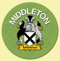 Middleton Coat of Arms Cork Round English Family Name Coasters Set of 10