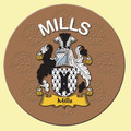Mills Coat of Arms Cork Round English Family Name Coasters Set of 10
