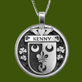 Kenny Irish Coat Of Arms Claddagh Round Pewter Family Crest Pendant