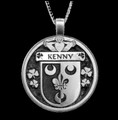 Kenny Irish Coat Of Arms Claddagh Round Silver Family Crest Pendant