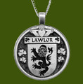 Lawlor Irish Coat Of Arms Claddagh Round Pewter Family Crest Pendant