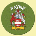 Payne Coat of Arms Cork Round English Family Name Coasters Set of 10