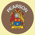 Pearson Coat of Arms Cork Round English Family Name Coasters Set of 10