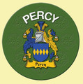 Percy Coat of Arms Cork Round English Family Name Coasters Set of 10