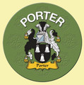 Porter Coat of Arms Cork Round English Family Name Coasters Set of 10