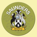 Saunders Coat of Arms Cork Round English Family Name Coasters Set of 10