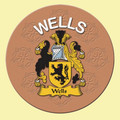 Wells Coat of Arms Cork Round English Family Name Coasters Set of 10