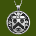 Lee Irish Coat Of Arms Claddagh Round Pewter Family Crest Pendant