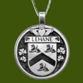 Lehane Irish Coat Of Arms Claddagh Round Pewter Family Crest Pendant