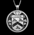 Lehane Irish Coat Of Arms Claddagh Round Silver Family Crest Pendant