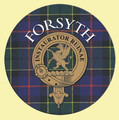 Forsyth Clan Crest Tartan Cork Round Clan Badge Coasters Set of 10