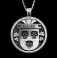 Magee Irish Coat Of Arms Claddagh Round Silver Family Crest Pendant