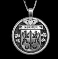 Maher Irish Coat Of Arms Claddagh Round Silver Family Crest Pendant