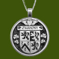 OMahony Irish Coat Of Arms Claddagh Round Pewter Family Crest Pendant