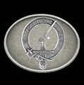 MacRae Clan Badge Oval Antiqued Mens Sterling Silver Belt Buckle