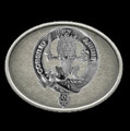 Maitland Clan Badge Oval Antiqued Mens Sterling Silver Belt Buckle