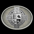 McGrath Irish Coat of Arms Oval Antiqued Mens Sterling Silver Belt Buckle