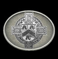 Regan Irish Coat of Arms Oval Antiqued Mens Sterling Silver Belt Buckle