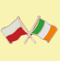 Poland Ireland Crossed Country Flags Friendship Enamel Lapel Pin Set x 3