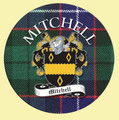 Mitchell Coat of Arms Tartan Cork Round Scottish Name Coasters Set of 10