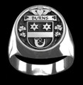 Burns Irish Coat Of Arms Family Crest Mens Sterling Silver Ring