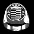 Barrett Irish Coat Of Arms Family Crest Mens Sterling Silver Ring