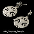 Three Nornes Norse Design Drop Small Sterling Silver Earrings