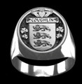 Coughlin Irish Coat Of Arms Family Crest Mens Sterling Silver Ring