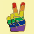 Rainbow Pride Hand Victory Salute Enamel Badge Lapel Pin Set x 3